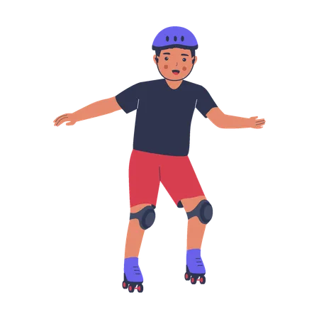 Boy riding skatinng  Illustration
