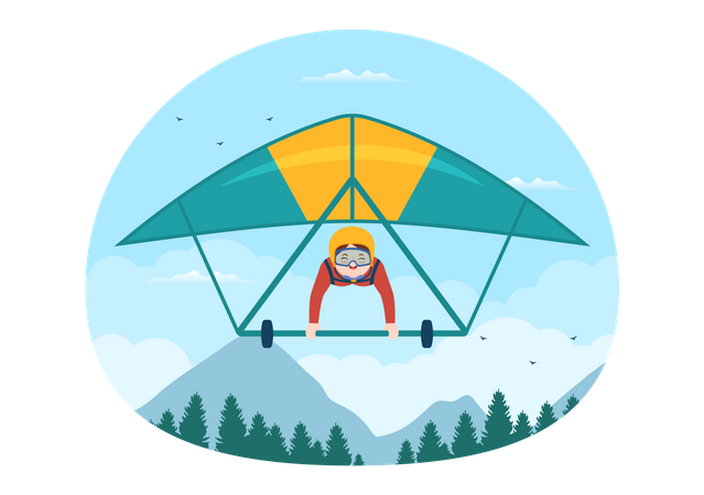 Boy riding sky gliding  Illustration