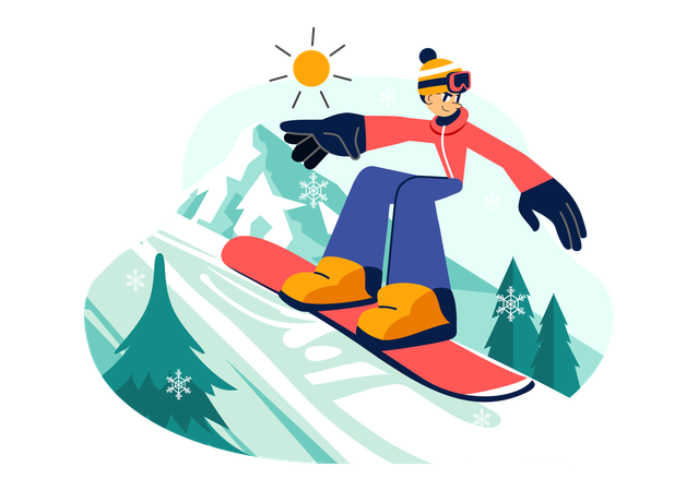 Boy riding Snowboard  Illustration