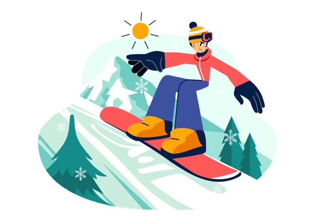 Boy riding Snowboard  Illustration