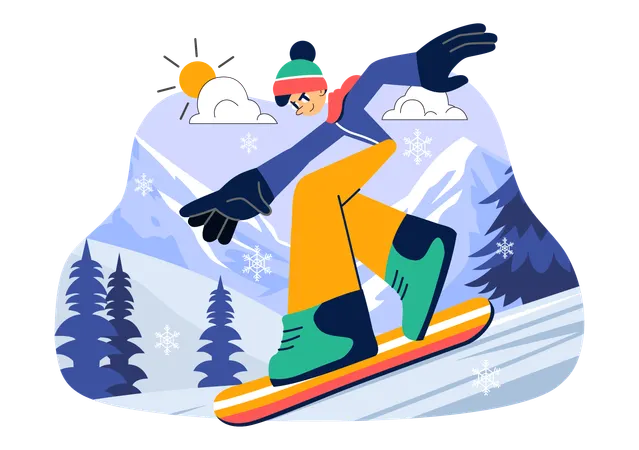 Boy riding Snowboard  Illustration