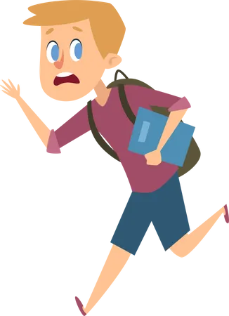 Boy running away from bully Illustration