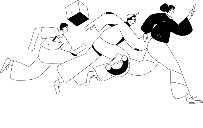 Boy running for alarm clock  Illustration
