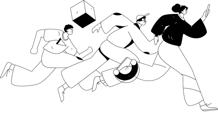 Boy running for alarm clock  Illustration