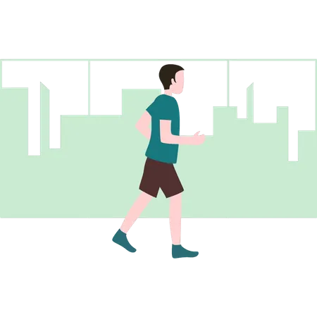 Boy running for exercise Illustration