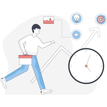 Boy  running forward to success  Illustration