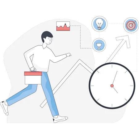 Boy  running forward to success  Illustration