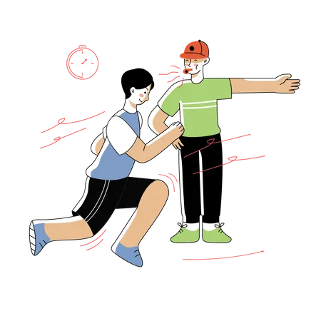 Boy running in competition  Illustration