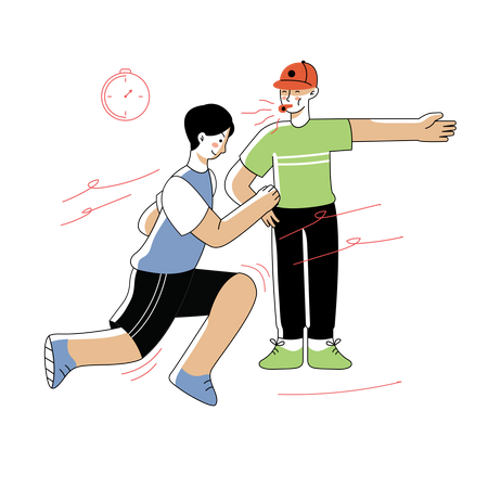 Boy running in competition  Illustration