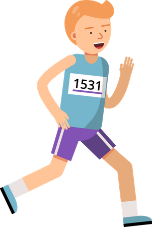 Boy Running In Marathon Illustration