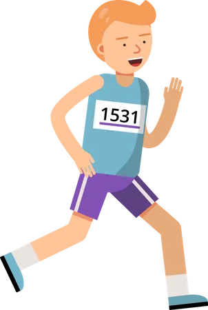 Boy Running In Marathon Illustration
