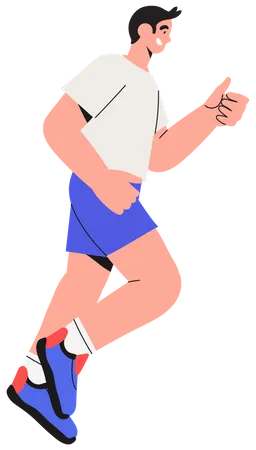 Boy running in marathon  Illustration