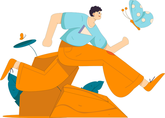 Boy running in park  Illustration