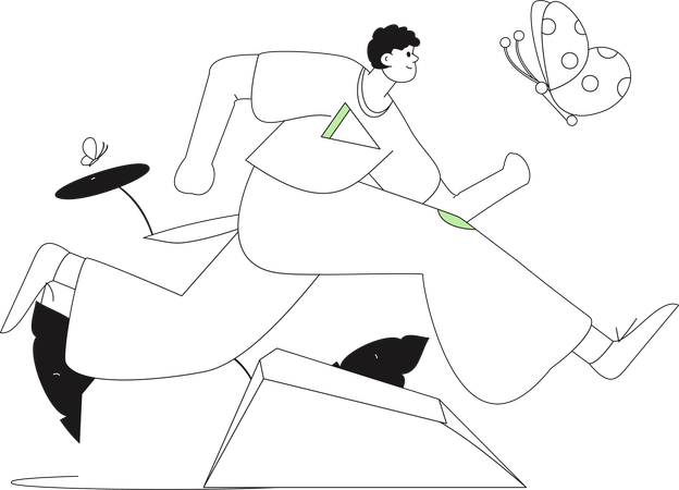 Boy running in park  Illustration