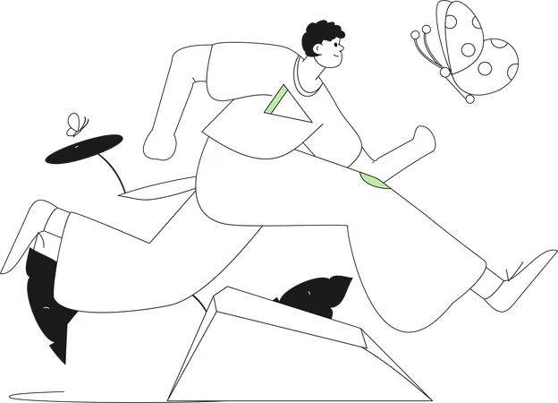 Boy running in park  Illustration