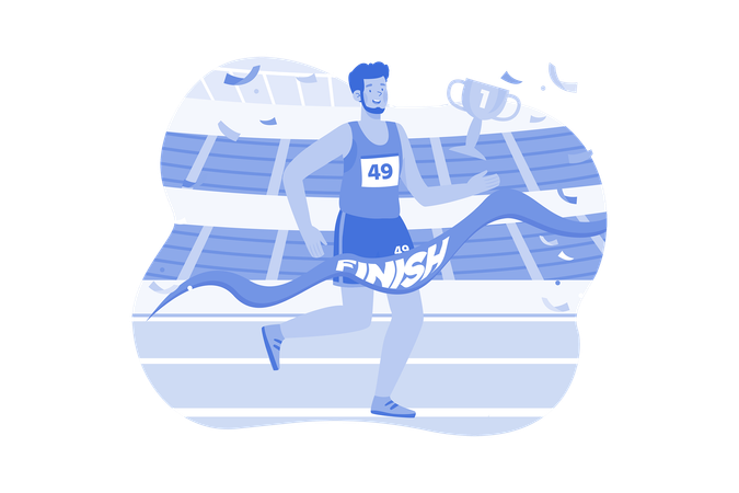 Boy running in race  Illustration