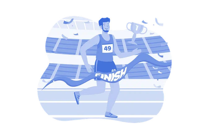 Boy running in race  Illustration