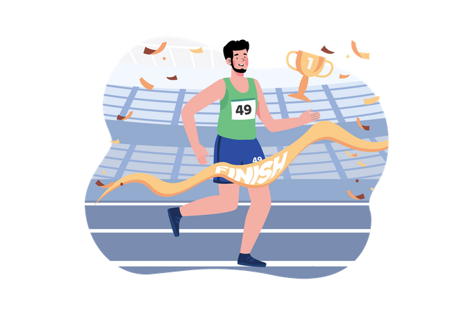 Boy running in race Illustration