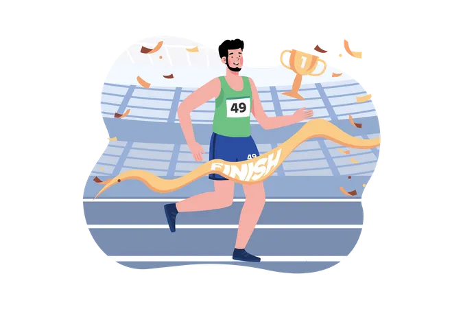 Boy running in race Illustration