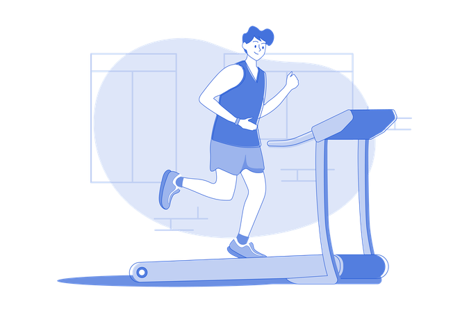 Boy Running On Treadmill  Illustration