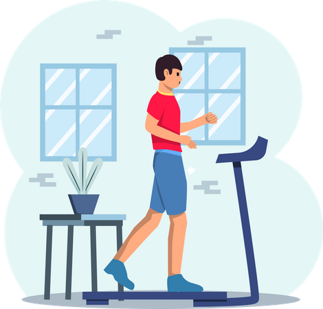 Boy running on Treadmill  Illustration