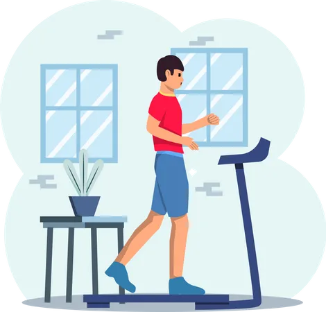 Boy running on Treadmill  Illustration
