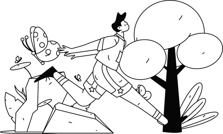 Boy running to reach at office on time  Illustration