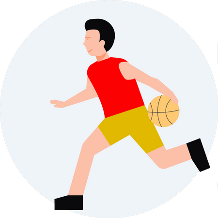 Boy running with basketball  Illustration