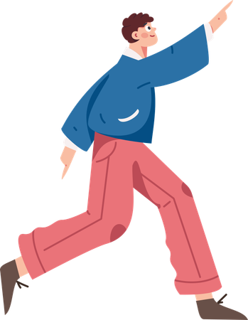 Boy running with hand up  Illustration