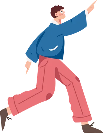 Boy running with hand up  Illustration