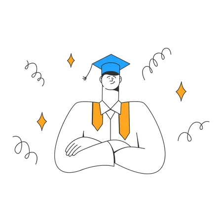 Boy satisfied and graduate passed exam  Illustration