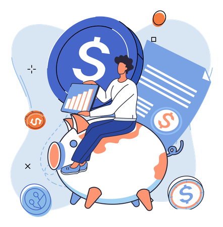 Boy saving money  Illustration