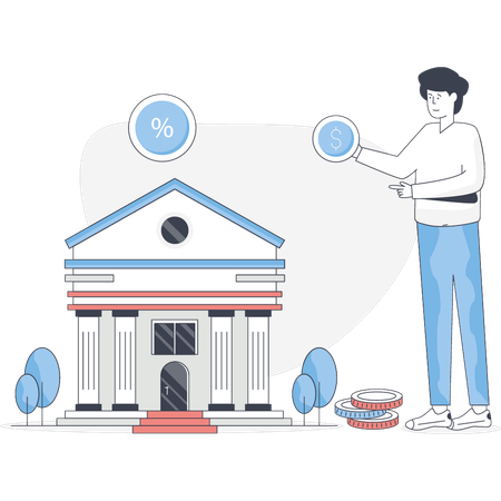 Boy saving money in bank  Illustration