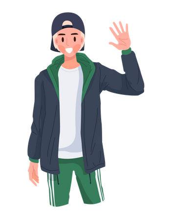 Boy saying hi  Illustration