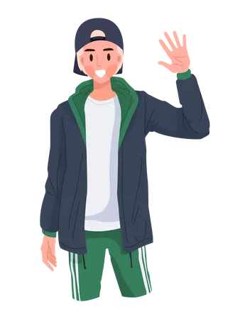 Boy saying hi  Illustration