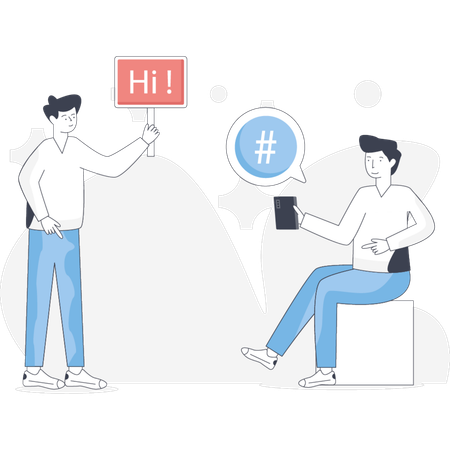 Boy saying hi on social media  Illustration