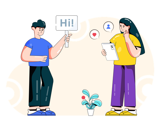 Boy saying hi on social media  Illustration