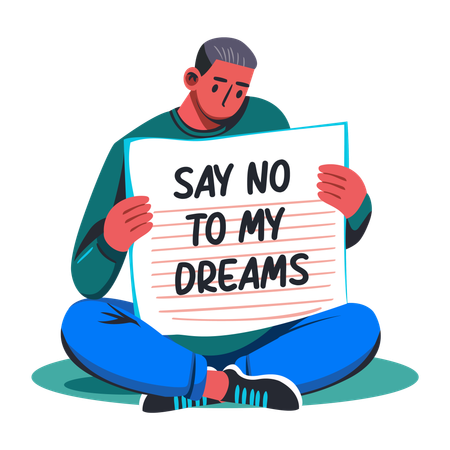 Boy says No to Dreams  Illustration