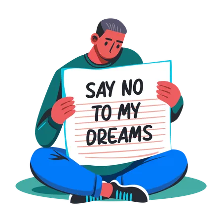 Boy says No to Dreams  Illustration