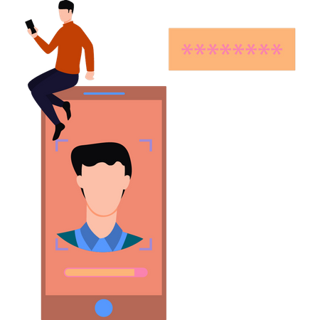 Boy scanning Face ID  Illustration