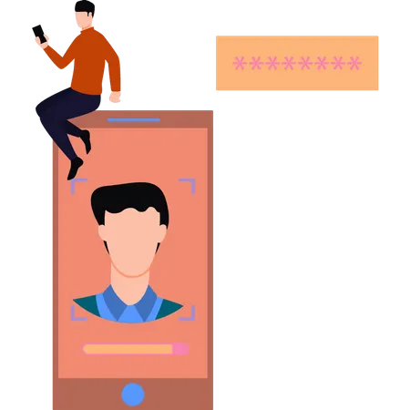 Boy scanning Face ID  Illustration