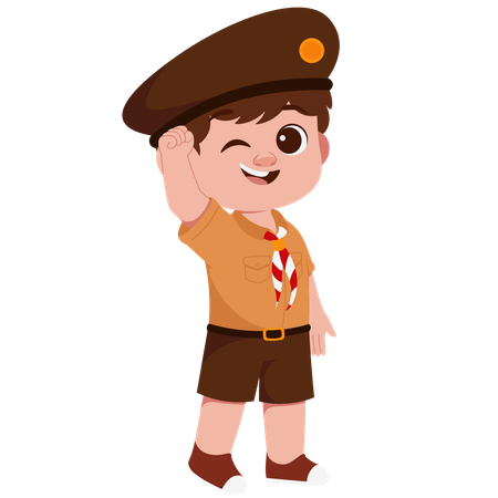 Boy Scout Clenching Her Fist  Illustration