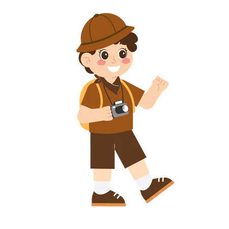 Boy scout con cámara  Ilustración
