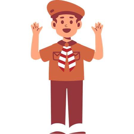 Boy Scout hands up  Illustration