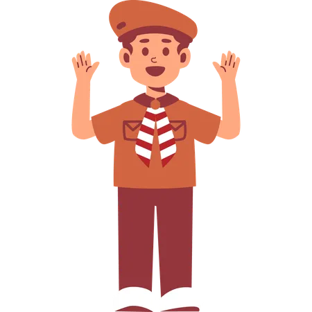 Boy Scout hands up  Illustration