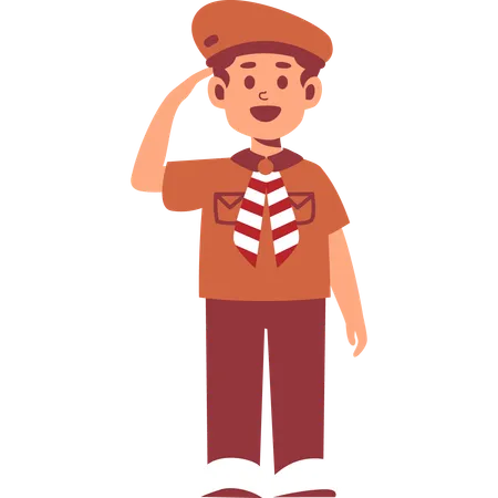 Boy Scout Is Saluting  Illustration