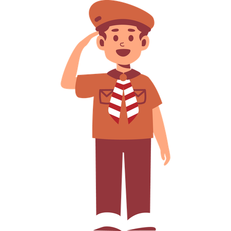 Boy Scout Is Saluting  Illustration