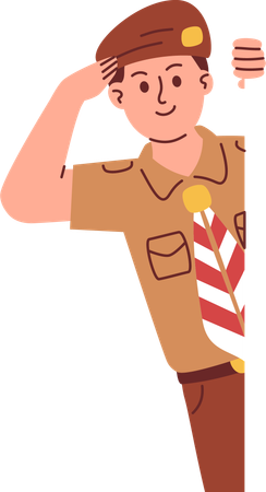 Boy Scout Peeking  Illustration
