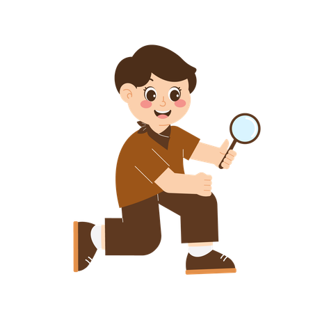 Boy-scout tenant une loupe  Illustration