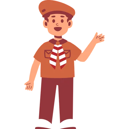 Boy Scout waving hand  Illustration